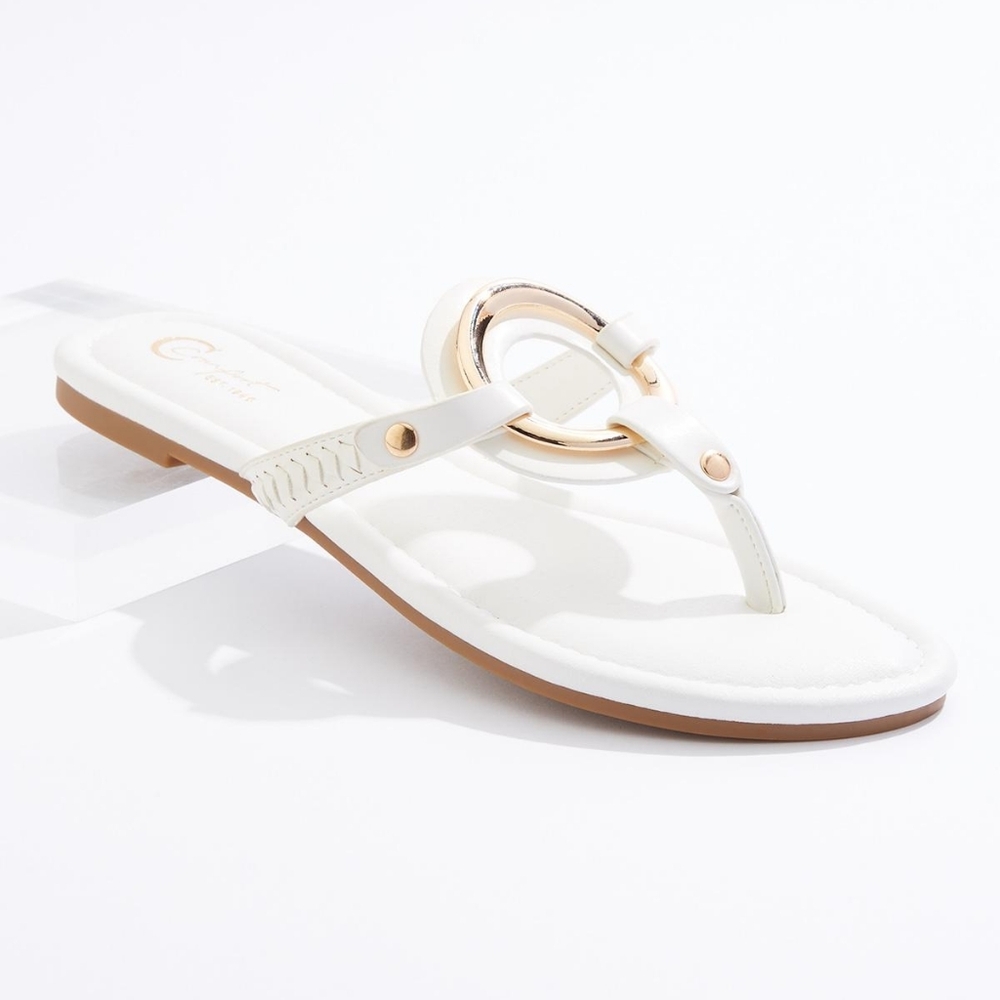 Metal Hoop Thong Sandals